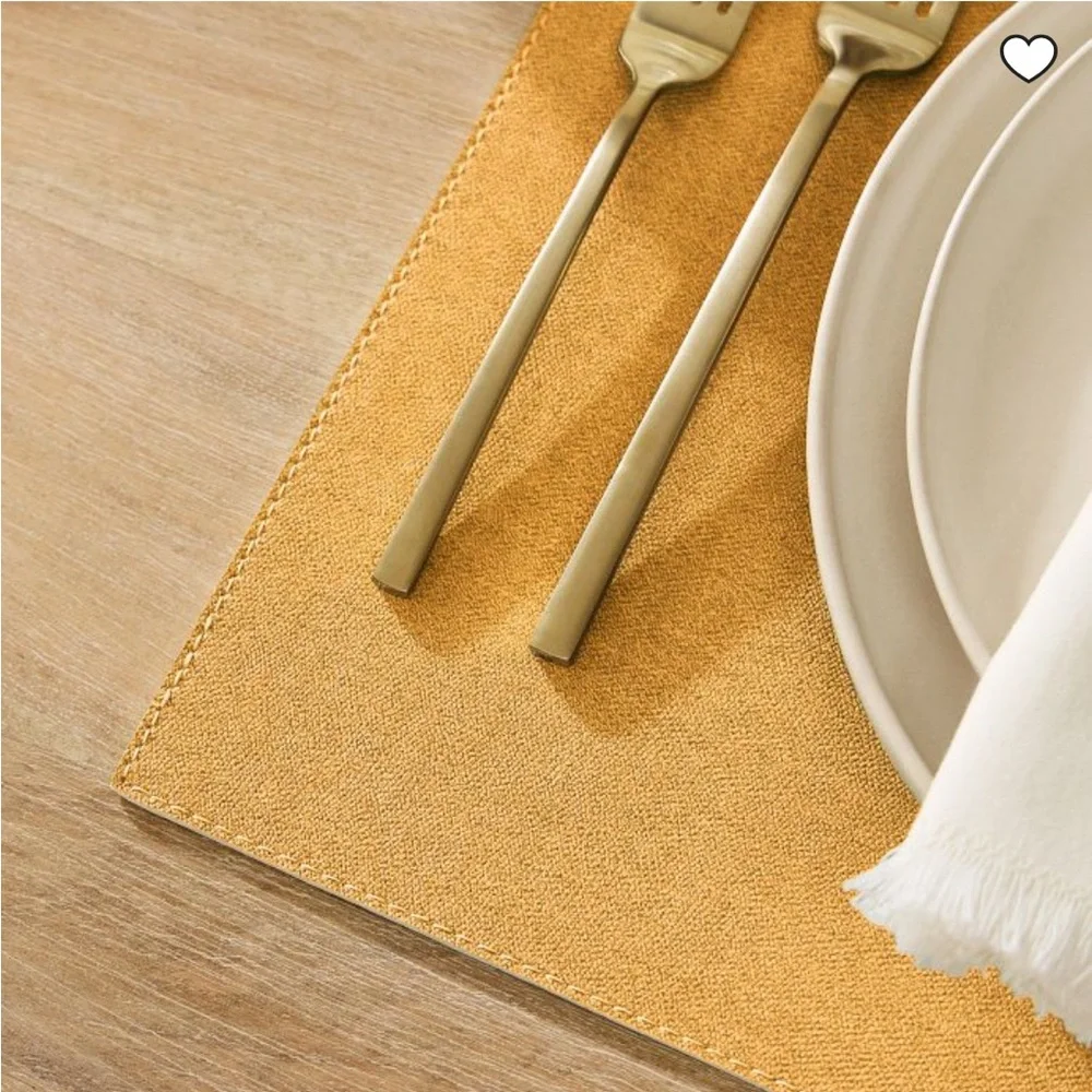 4 West Elm Denim Texture Easy-Care Placemat in Marigold